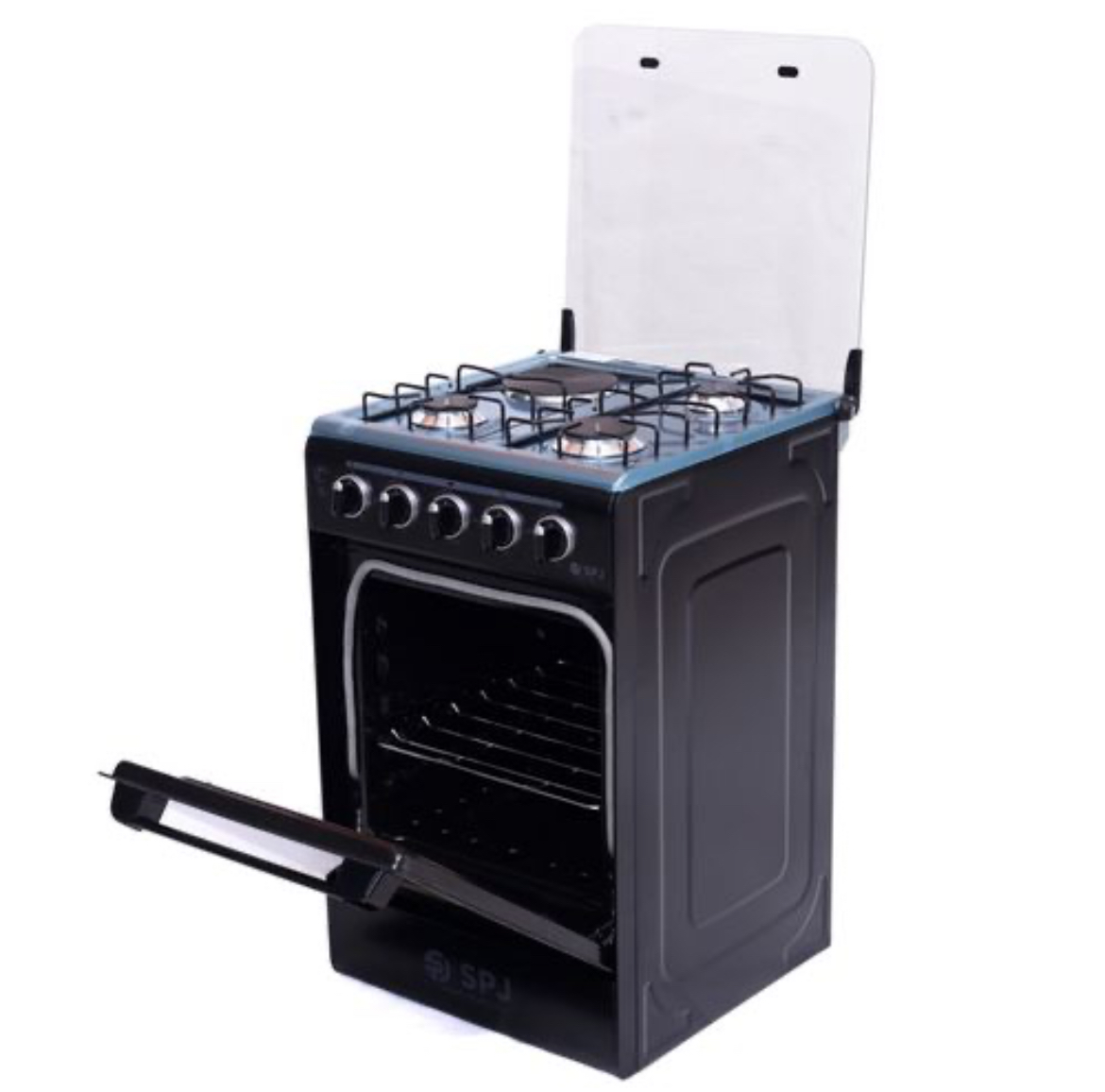 SPJ Cooker 3 Gas Burners 1 Electric Hotplate 50X50 Standing Gas Cooker, Gas Oven & Grill, – Black - Image 2