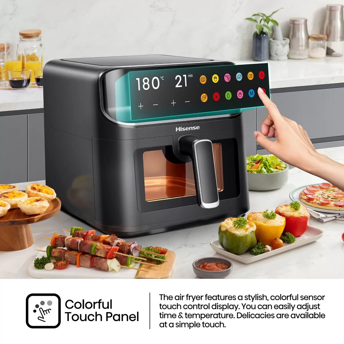 Hisense 6.7L Air Fryer H06AFBS2S3, Power 1350 W, With LED Display And Touch Control, Temperature Infinitely Adjustable without BPA and PFOA – Black - Image 3