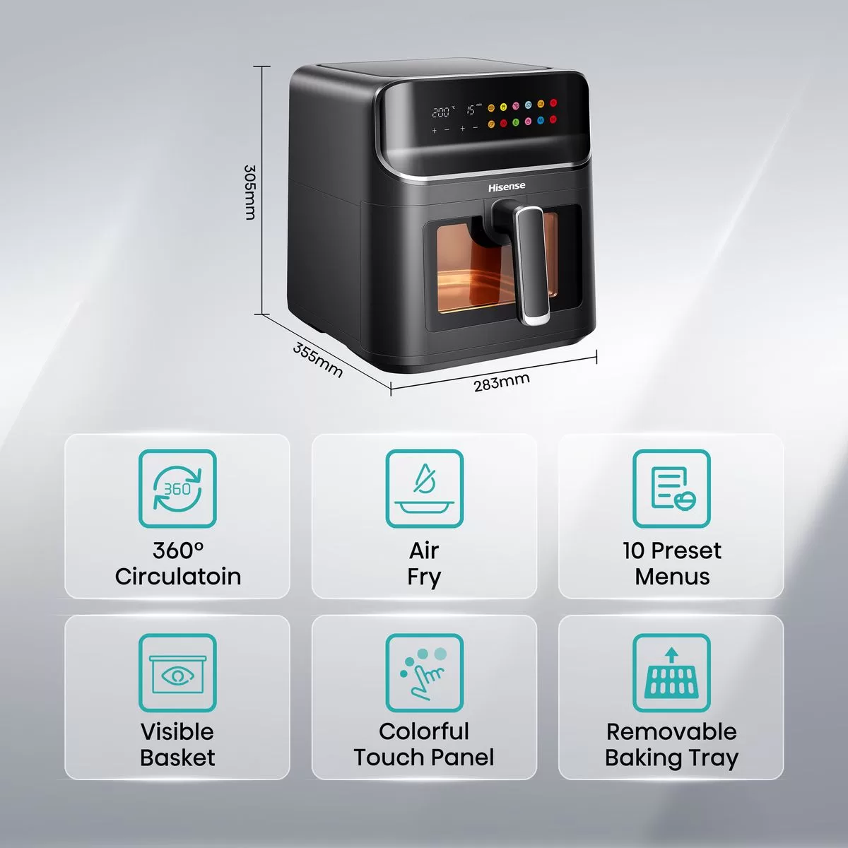 Hisense 6.7L Air Fryer H06AFBS2S3, Power 1350 W, With LED Display And Touch Control, Temperature Infinitely Adjustable without BPA and PFOA – Black - Image 6